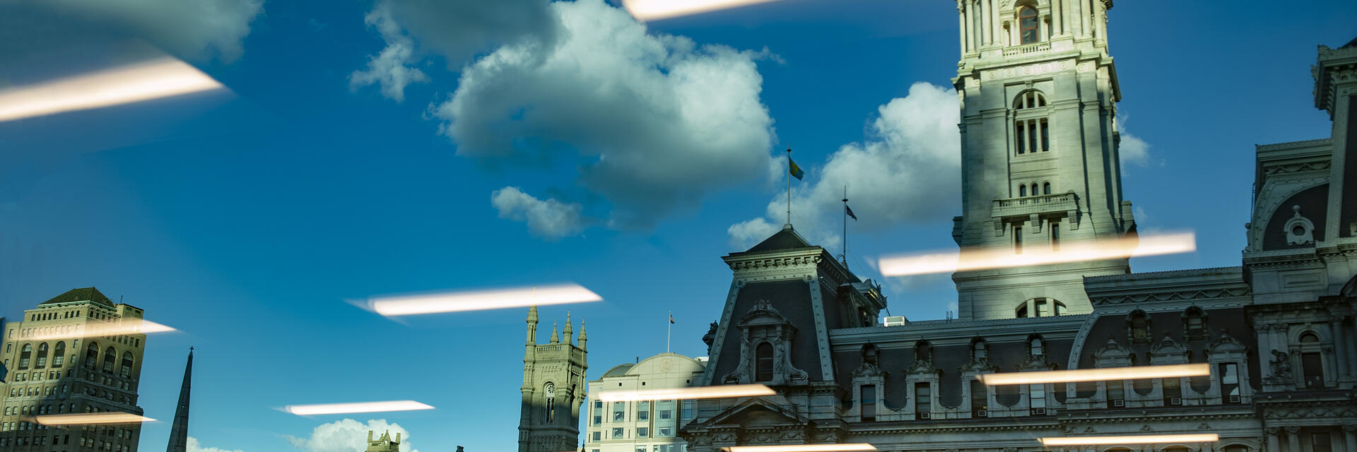 Philadelphia City Hall reflected in the windows of Temple Center City