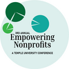 3rd annual Empowering Nonprofits conference branding. Three different sized circles connected by a lines in the negative space. 